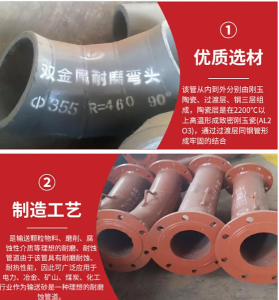 双金属耐磨管 陶瓷贴片弯头 背包 内衬 碳钢虾米腰